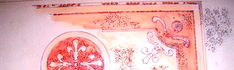 Disegno per sala d'ingresso realizzata con terrazzo alla veneziana